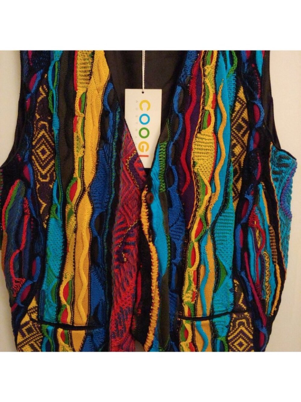 Coogi Womens Sweater Vest Colorful 3D Knit Mercerized Cotton 90s Hip Hop S - Picture 3 of 13